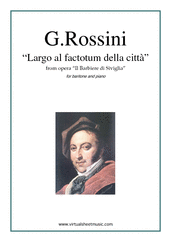 Cover icon of Largo al Factotum della citta', from Il Barbiere di Siviglia sheet music for baritone and piano by Gioacchino Rossini, classical score, intermediate skill level