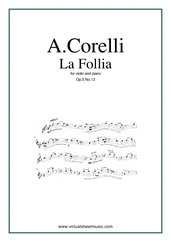 Cover icon of Sonata Op.5 No.12 "La Follia" sheet music for violin and piano by Arcangelo Corelli, classical score, intermediate/advanced skill level