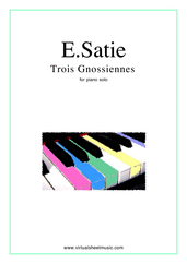Cover icon of Trois Gnossiennes sheet music for piano solo by Erik Satie, classical score, easy/intermediate skill level