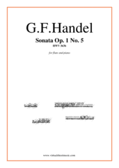 Cover icon of Sonata Op.1 No.5 HWV 363b sheet music for flute and piano by George Frideric Handel, classical score, intermediate skill level