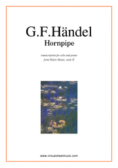 Cover icon of Hornpipe from Water Music sheet music for cello and piano by George Frideric Handel, classical wedding score, easy skill level