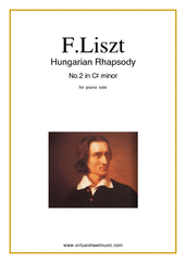Cover icon of Hungarian Rhapsody No.2 sheet music for piano solo by Franz Liszt, classical score, advanced skill level