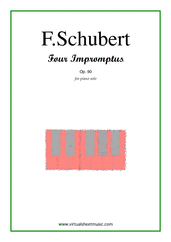 Cover icon of Four Impromptus Op.90 sheet music for piano solo by Franz Schubert, classical score, advanced skill level