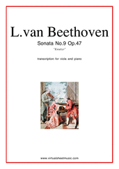 Cover icon of Sonata Op.47 No.9 "Kreutzer" sheet music for viola and piano by Ludwig van Beethoven, classical score, advanced skill level
