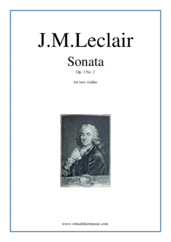 Cover icon of Sonata Op.3 No.2 (duo) sheet music for two violins by Jean Marie Leclair, classical score, intermediate duet