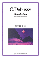 Cover icon of Clair de Lune sheet music for violin and piano by Claude Debussy, classical score, intermediate/advanced skill level