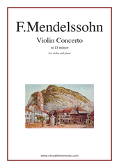Cover icon of Concerto in D minor sheet music for violin and piano by Felix Mendelssohn-Bartholdy, classical score, advanced skill level