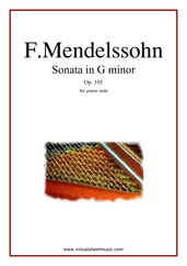 Cover icon of Sonata in G minor Op.105 sheet music for piano solo by Felix Mendelssohn-Bartholdy, classical score, intermediate skill level