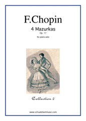 Cover icon of Mazurkas Op.17 (collection 2) sheet music for piano solo by Frederic Chopin, classical score, easy/intermediate skill level