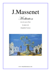 Cover icon of Meditation from Thais (simplified) sheet music for piano solo by Jules Massenet, classical wedding score, beginner skill level