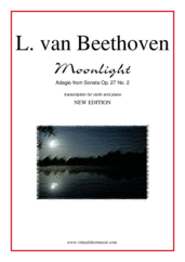 Cover icon of Adagio from Sonata Op. 27 No.2 "Moonlight" (NEW EDITION) sheet music for violin and piano by Ludwig van Beethoven, classical score, intermediate skill level