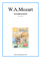 Cover icon of Easy Duets sheet music for two flutes by Wolfgang Amadeus Mozart, classical score, easy duet
