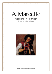 Cover icon of Concerto in D minor sheet music for oboe (or violin/flute) and piano by Alessandro Marcello, classical score, intermediate skill level