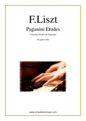 Cover icon of Paganini Etudes sheet music for piano solo by Franz Liszt, classical score, advanced skill level