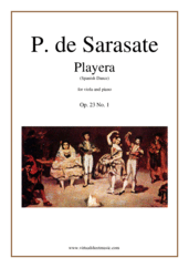 Cover icon of Playera (Spanish Dance) Op. 23 No. 1 sheet music for viola and piano by Pablo De Sarasate, classical score, advanced skill level