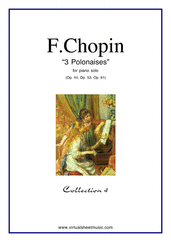 Cover icon of Polonaises Op.44, Op.53, Op.61 (collection 4) sheet music for piano solo by Frederic Chopin, classical score, advanced skill level