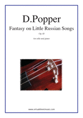 Cover icon of Fantasy on Little Russian Songs Op.43 sheet music for cello and piano by David Popper, classical score, advanced skill level