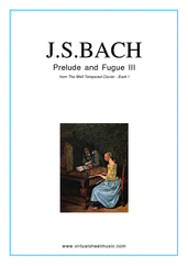 Cover icon of Prelude and Fugue III - Book I sheet music for piano solo (or harpsichord) by Johann Sebastian Bach, classical score, intermediate piano (or harpsichord)
