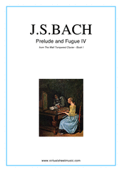 Cover icon of Prelude and Fugue IV - Book I sheet music for piano solo (or harpsichord) by Johann Sebastian Bach, classical score, intermediate piano (or harpsichord)