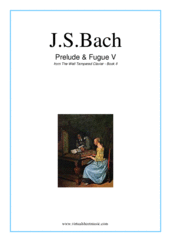 Cover icon of Prelude and Fugue V - Book II sheet music for piano solo (or harpsichord) by Johann Sebastian Bach, classical score, intermediate piano (or harpsichord)