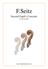 Cover icon of Second Pupil's Concerto in G major Op.13 sheet music for violin and piano by Friedrich Seitz, classical score, intermediate skill level