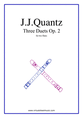 Cover icon of Three Duets Op.2 sheet music for two flutes by Johann Joachim Quantz, classical score, intermediate duet