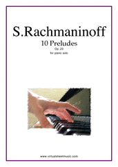 Cover icon of Preludes Op.23 (10) sheet music for piano solo by Serjeij Rachmaninoff, classical score, advanced skill level