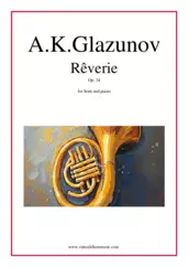 Cover icon of Reverie Op. 24 sheet music for horn and piano by Alexander Konstantinovich Glazunov, classical score, intermediate skill level