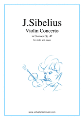 Cover icon of Concerto in D minor Op.47 (NEW EDITION) sheet music for violin and piano by Jean Sibelius, classical score, advanced skill level