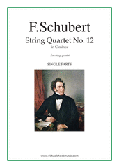 Cover icon of Quartet No. 12 in C minor (parts) sheet music for string quartet by Franz Schubert, classical score, advanced skill level