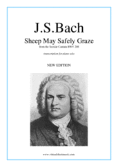 Cover icon of Sheep May Safely Graze (NEW EDITION) sheet music for piano solo by Johann Sebastian Bach, classical wedding score, intermediate skill level