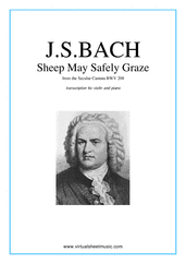 Cover icon of Sheep May Safely Graze sheet music for violin and piano by Johann Sebastian Bach, classical wedding score, easy skill level