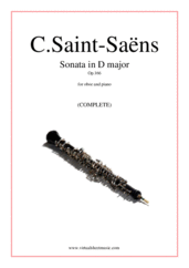 Cover icon of Sonata in D major Op.166 sheet music for oboe and piano by Camille Saint-Saens, classical score, advanced skill level