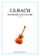 Cover icon of Sarabande and Gavotte sheet music for guitar solo by Johann Sebastian Bach, classical score, intermediate skill level