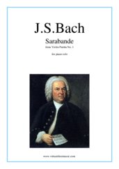 Cover icon of Sarabanda from Partita 1 sheet music for piano solo by Johann Sebastian Bach, classical wedding score, intermediate skill level