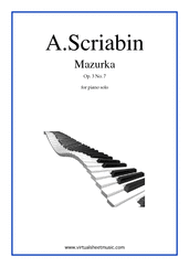 Cover icon of Mazurka Op.3 No.7 sheet music for piano solo by Alexander Scriabin, classical score, intermediate skill level