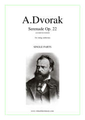 Cover icon of Serenade Op. 22, second movement (parts) sheet music for string orchestra by Antonin Dvorak, classical score, intermediate/advanced skill level