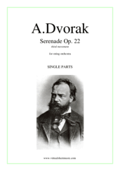 Cover icon of Serenade Op. 22, third movement (parts) sheet music for string orchestra by Antonin Dvorak, classical score, intermediate/advanced skill level