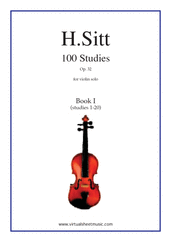 Cover icon of Studies, 100 Op.32 - Book I sheet music for violin solo by Hans Sitt, classical score, easy/intermediate skill level