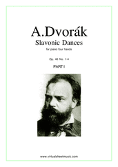Cover icon of Slavonic Dances Op.46 No.1-4 sheet music for piano four hands by Antonin Dvorak, classical score, intermediate/advanced skill level