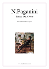Cover icon of Sonata op.3 no.6 sheet music for flute and piano by Nicolo Paganini, classical score, intermediate skill level