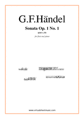Cover icon of Sonata Op.1 No.1 HWV 379 sheet music for flute and piano by George Frideric Handel, classical score, easy skill level