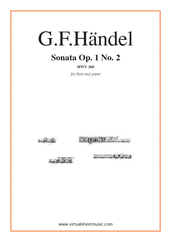 Cover icon of Sonata Op.1 No.2 HWV 360 sheet music for flute and piano by George Frideric Handel, classical score, easy skill level