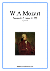 Cover icon of Sonata in G major K283 sheet music for piano solo by Wolfgang Amadeus Mozart, classical score, easy/intermediate skill level