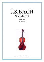 Cover icon of Sonata No.3 in C major sheet music for violin solo by Johann Sebastian Bach, classical score, advanced skill level