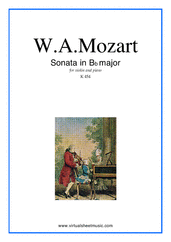 Cover icon of Sonata in Bb major K454 sheet music for violin and piano by Wolfgang Amadeus Mozart, classical score, intermediate skill level