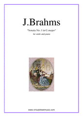 Cover icon of Sonata No.1 in G major Op.78 sheet music for violin and piano by Johannes Brahms, classical score, advanced skill level
