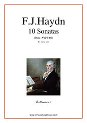 Cover icon of Sonatas, coll.1 - Hob. XVI/1-10 sheet music for piano solo by Franz Joseph Haydn, classical score, easy skill level