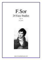 Cover icon of Easy Studies, 24 Op.35 sheet music for guitar solo by Fernando Sor, classical score, easy/intermediate skill level