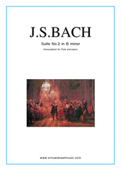 Cover icon of Suite No. 2 in B minor sheet music for flute and piano by Johann Sebastian Bach, classical score, intermediate skill level